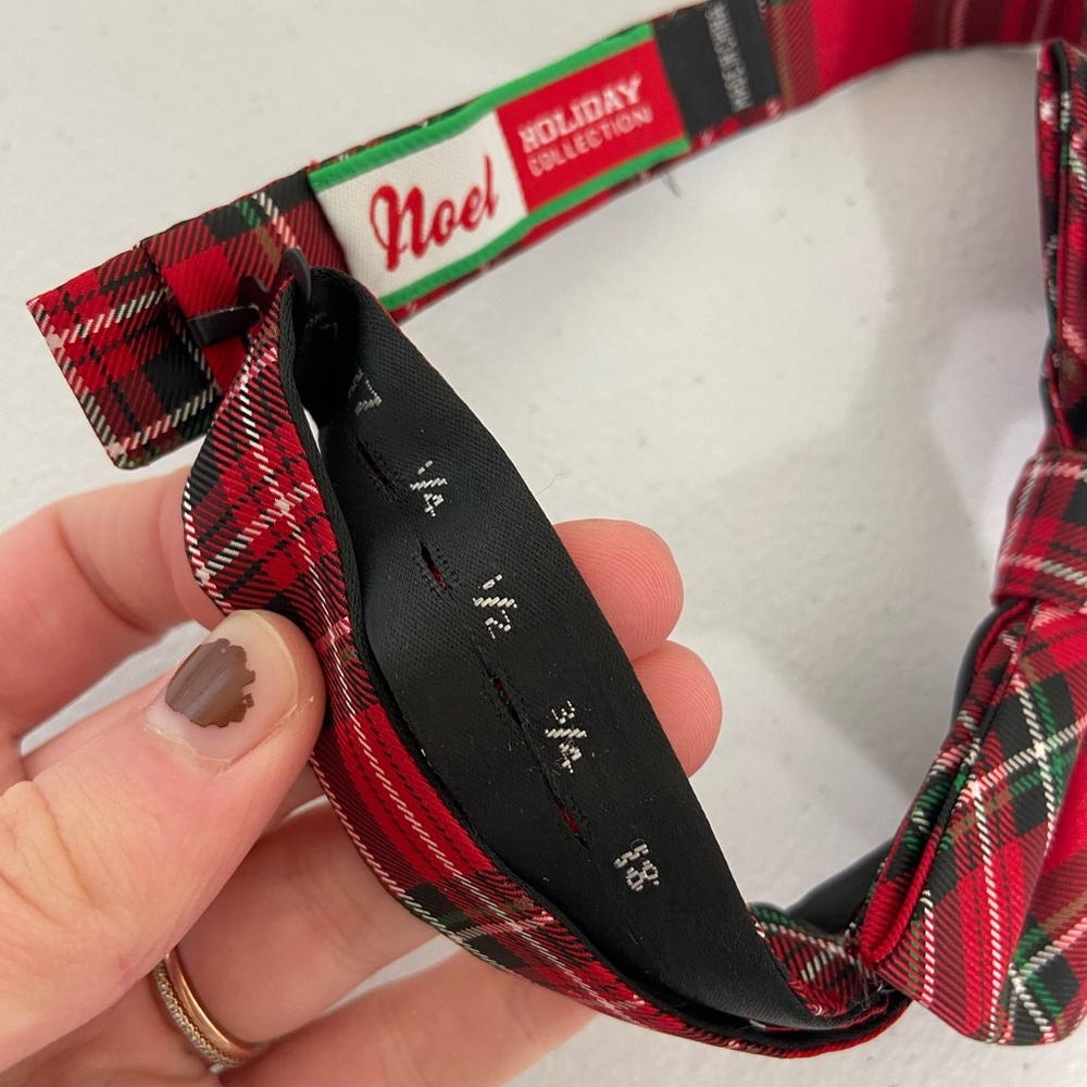 NWOT Noel Holiday Collection men’s red‎ green plaid bow tie matching formal set - Picture 3 of 4